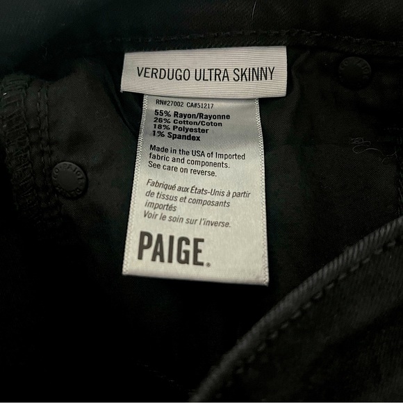 PAIGE Women’s Verdugo Fog Luxe Coating Leather Look Jeans Sz 27 Edgy Skinny - Picture 7 of 11